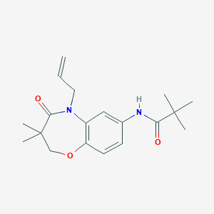 molecular formula C19H26N2O3 B2774625 N-(5-allyl-3,3-dimethyl-4-oxo-2,3,4,5-tetrahydrobenzo[b][1,4]oxazepin-7-yl)pivalamide CAS No. 921790-54-7