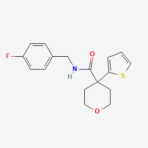 N-[(4-fluorophenyl)methyl]-4-thiophen-2-yloxane-4-carboxamide