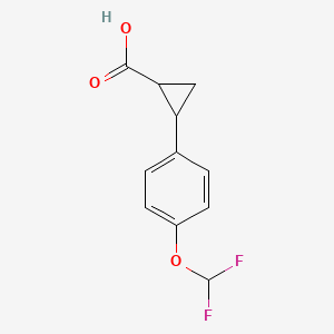 molecular formula C11H10F2O3 B2774643 2-[4-(Difluoromethoxy)phenyl]cyclopropane-1-carboxylic acid CAS No. 1157554-33-0