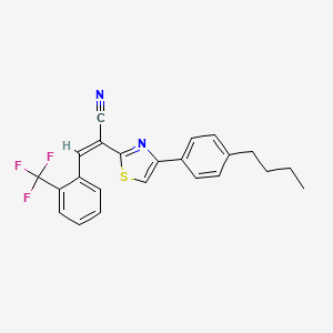 molecular formula C23H19F3N2S B2774652 (Z)-2-(4-(4-butylphenyl)thiazol-2-yl)-3-(2-(trifluoromethyl)phenyl)acrylonitrile CAS No. 328035-30-9