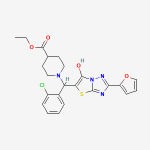Ethyl 1-((2-chlorophenyl)(2-(furan-2-yl)-6-hydroxythiazolo[3,2-b][1,2,4]triazol-5-yl)methyl)piperidine-4-carboxylate