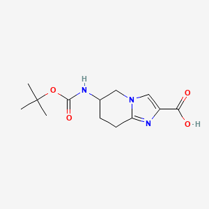 molecular formula C13H19N3O4 B2774663 6-[(2-Methylpropan-2-yl)oxycarbonylamino]-5,6,7,8-tetrahydroimidazo[1,2-a]pyridine-2-carboxylic acid CAS No. 2305253-93-2