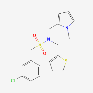 molecular formula C18H19ClN2O2S2 B2774673 1-(3-chlorophenyl)-N-((1-methyl-1H-pyrrol-2-yl)methyl)-N-(thiophen-2-ylmethyl)methanesulfonamide CAS No. 1251546-97-0