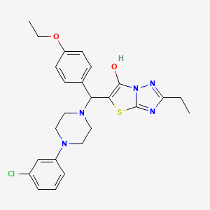 molecular formula C25H28ClN5O2S B2774674 5-((4-(3-Chlorophenyl)piperazin-1-yl)(4-ethoxyphenyl)methyl)-2-ethylthiazolo[3,2-b][1,2,4]triazol-6-ol CAS No. 898367-78-7