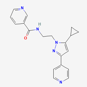 molecular formula C19H19N5O B2774678 N-(2-(5-环丙基-3-(吡啶-4-基)-1H-吡唑-1-基)乙基)烟酰胺 CAS No. 1797327-34-4