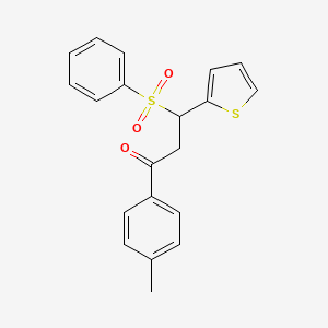 molecular formula C20H18O3S2 B2774679 3-Benzenesulfonyl-3-thiophen-2-yl-1-p-tolyl-propan-1-one CAS No. 327063-43-4