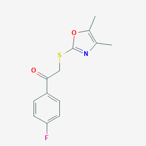 molecular formula C13H12FNO2S B277468 2-[(4,5-Dimethyl-1,3-oxazol-2-yl)sulfanyl]-1-(4-fluorophenyl)ethanone 