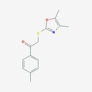 molecular formula C14H15NO2S B277469 2-[(4,5-Dimethyl-1,3-oxazol-2-yl)sulfanyl]-1-(4-methylphenyl)ethanone 