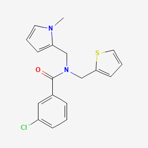 3-chloro-N-((1-methyl-1H-pyrrol-2-yl)methyl)-N-(thiophen-2-ylmethyl)benzamide