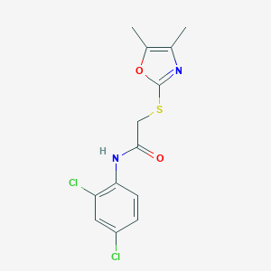 molecular formula C13H12Cl2N2O2S B277470 N-(2,4-dichlorophenyl)-2-[(4,5-dimethyl-1,3-oxazol-2-yl)sulfanyl]acetamide 