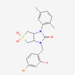 molecular formula C20H20BrFN2O3S B2774700 1-(4-bromo-2-fluorobenzyl)-3-(2,5-dimethylphenyl)tetrahydro-1H-thieno[3,4-d]imidazol-2(3H)-one 5,5-dioxide CAS No. 941970-20-3