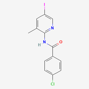 molecular formula C13H10ClIN2O B2774701 4-chloro-N-(5-iodo-3-methylpyridin-2-yl)benzamide CAS No. 477889-84-2