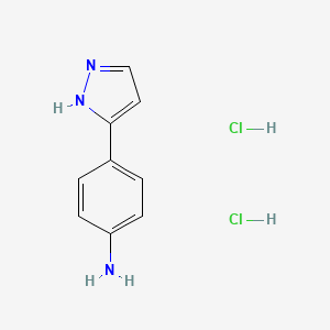 molecular formula C9H11Cl2N3 B2774706 4-(1H-pyrazol-3-yl)aniline dihydrochloride CAS No. 2034328-00-0