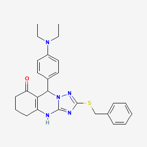 molecular formula C26H29N5OS B2774710 2-(benzylthio)-9-[4-(diethylamino)phenyl]-5,6,7,9-tetrahydro[1,2,4]triazolo[5,1-b]quinazolin-8(4H)-one CAS No. 536981-07-4