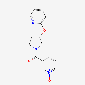 molecular formula C15H15N3O3 B2774718 3-(3-(Pyridin-2-yloxy)pyrrolidine-1-carbonyl)pyridine 1-oxide CAS No. 1903469-74-8