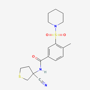 molecular formula C18H23N3O3S2 B2774724 N-(3-cyanothiolan-3-yl)-4-methyl-3-(piperidine-1-sulfonyl)benzamide CAS No. 1423236-27-4