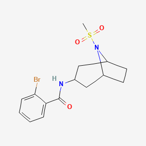 molecular formula C15H19BrN2O3S B2774726 2-溴-N-(8-(甲磺基)-8-氮杂双环[3.2.1]辛-3-基)苯甲酰胺 CAS No. 2034267-03-1