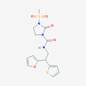molecular formula C15H17N3O5S2 B2774727 N-[2-(呋喃-2-基)-2-(噻吩-2-基)乙基]-3-甲磺酰-2-氧代咪唑烷-1-基甲酰胺 CAS No. 2097916-14-6