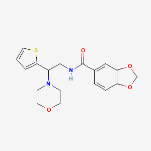 molecular formula C18H20N2O4S B2774731 N-[2-(morpholin-4-yl)-2-(thiophen-2-yl)ethyl]-2H-1,3-benzodioxole-5-carboxamide CAS No. 899744-68-4