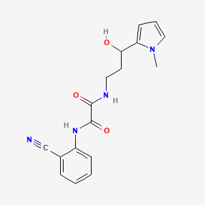 molecular formula C17H18N4O3 B2774732 N1-(2-cyanophenyl)-N2-(3-hydroxy-3-(1-methyl-1H-pyrrol-2-yl)propyl)oxalamide CAS No. 1795086-91-7