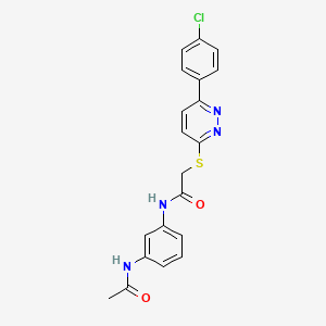 molecular formula C20H17ClN4O2S B2774739 N-(3-acetamidophenyl)-2-[6-(4-chlorophenyl)pyridazin-3-yl]sulfanylacetamide CAS No. 893991-23-6