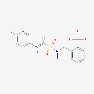 molecular formula C18H18F3NO2S B2774740 (E)-N-甲基-2-(4-甲基苯基)-N-[[2-(三氟甲基)苯基]甲基]乙烯磺酰胺 CAS No. 1356815-94-5