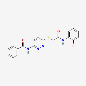 molecular formula C19H15FN4O2S B2774744 N-(6-((2-((2-fluorophenyl)amino)-2-oxoethyl)thio)pyridazin-3-yl)benzamide CAS No. 1021075-35-3