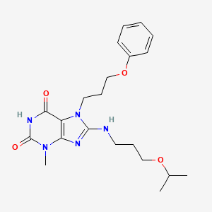 molecular formula C21H29N5O4 B2774749 8-((3-isopropoxypropyl)amino)-3-methyl-7-(3-phenoxypropyl)-1H-purine-2,6(3H,7H)-dione CAS No. 887866-49-1