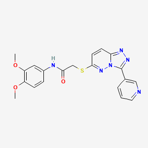 molecular formula C20H18N6O3S B2774769 N-(3,4-dimethoxyphenyl)-2-((3-(pyridin-3-yl)-[1,2,4]triazolo[4,3-b]pyridazin-6-yl)thio)acetamide CAS No. 868968-75-6