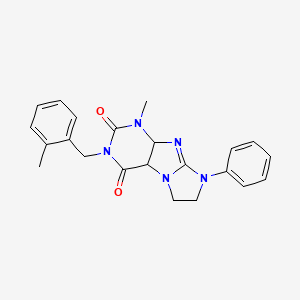 molecular formula C22H21N5O2 B2774770 1-methyl-3-[(2-methylphenyl)methyl]-8-phenyl-1H,2H,3H,4H,6H,7H,8H-imidazo[1,2-g]purine-2,4-dione CAS No. 872838-78-3