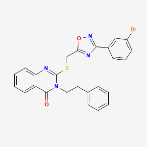 molecular formula C25H19BrN4O2S B2774777 2-(((3-(3-bromophenyl)-1,2,4-oxadiazol-5-yl)methyl)thio)-3-phenethylquinazolin-4(3H)-one CAS No. 2034520-12-0