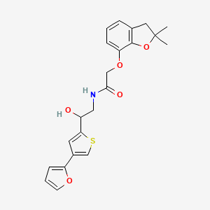 molecular formula C22H23NO5S B2774780 2-[(2,2-dimethyl-2,3-dihydro-1-benzofuran-7-yl)oxy]-N-{2-[4-(furan-2-yl)thiophen-2-yl]-2-hydroxyethyl}acetamide CAS No. 2380033-91-8