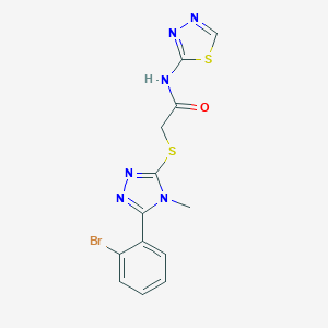 molecular formula C13H11BrN6OS2 B277480 2-{[5-(2-bromophenyl)-4-methyl-4H-1,2,4-triazol-3-yl]sulfanyl}-N-(1,3,4-thiadiazol-2-yl)acetamide 