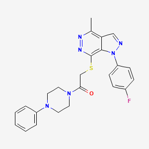 molecular formula C24H23FN6OS B2774800 2-((1-(4-氟苯基)-4-甲基-1H-吡唑并[3,4-d]吡啶-7-基)硫)-1-(4-苯基哌嗪-1-基)乙酮 CAS No. 1105235-91-3