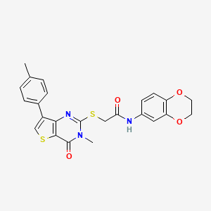 molecular formula C24H21N3O4S2 B2774808 N-(2,3-dihydro-1,4-benzodioxin-6-yl)-2-{[3-methyl-7-(4-methylphenyl)-4-oxo-3,4-dihydrothieno[3,2-d]pyrimidin-2-yl]thio}acetamide CAS No. 1111292-29-5