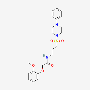 molecular formula C22H29N3O5S B2774812 2-(2-methoxyphenoxy)-N-(3-((4-phenylpiperazin-1-yl)sulfonyl)propyl)acetamide CAS No. 1021040-44-7