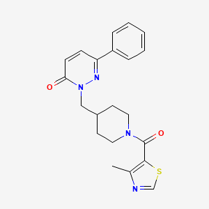 molecular formula C21H22N4O2S B2774829 2-{[1-(4-Methyl-1,3-thiazole-5-carbonyl)piperidin-4-yl]methyl}-6-phenyl-2,3-dihydropyridazin-3-one CAS No. 2097889-33-1