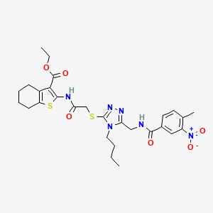 Ethyl 2-[[2-[[4-butyl-5-[[(4-methyl-3-nitrobenzoyl)amino]methyl]-1,2,4-triazol-3-yl]sulfanyl]acetyl]amino]-4,5,6,7-tetrahydro-1-benzothiophene-3-carboxylate