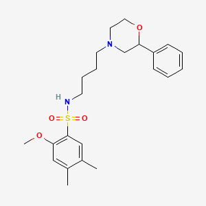 molecular formula C23H32N2O4S B2774845 2-methoxy-4,5-dimethyl-N-(4-(2-phenylmorpholino)butyl)benzenesulfonamide CAS No. 954023-99-5