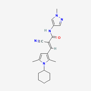 molecular formula C20H25N5O B2774860 (E)-2-氰基-3-(1-环己基-2,5-二甲基吡咯-3-基)-N-(1-甲基吡咯-4-基)丙-2-烯酰胺 CAS No. 1424622-16-1