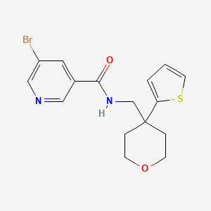 molecular formula C16H17BrN2O2S B2774871 5-bromo-N-((4-(thiophen-2-yl)tetrahydro-2H-pyran-4-yl)methyl)nicotinamide CAS No. 1327320-46-6