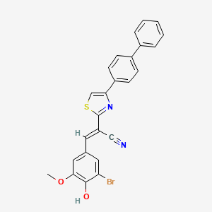 molecular formula C25H17BrN2O2S B2774873 (E)-2-(4-([1,1'-联苯]-4-基)噻唑-2-基)-3-(3-溴-4-羟基-5-甲氧基苯基)丙烯腈 CAS No. 683254-59-3