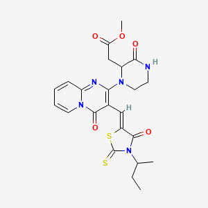 molecular formula C23H25N5O5S2 B2774877 (Z)-methyl 2-(1-(3-((3-(sec-butyl)-4-oxo-2-thioxothiazolidin-5-ylidene)methyl)-4-oxo-4H-pyrido[1,2-a]pyrimidin-2-yl)-3-oxopiperazin-2-yl)acetate CAS No. 1031325-78-6