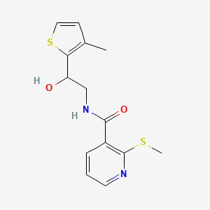 molecular formula C14H16N2O2S2 B2774879 N-(2-hydroxy-2-(3-methylthiophen-2-yl)ethyl)-2-(methylthio)nicotinamide CAS No. 1396868-25-9