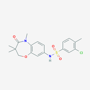 molecular formula C19H21ClN2O4S B2774888 3-chloro-4-methyl-N-(3,3,5-trimethyl-4-oxo-2,3,4,5-tetrahydrobenzo[b][1,4]oxazepin-8-yl)benzenesulfonamide CAS No. 922093-51-4