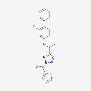 molecular formula C22H17FN2O2S B2774891 (3-{1-[(2-氟[1,1'-联苯]-4-基氧基)乙基]-1H-吡唑-1-基}(2-噻吩基)甲酮 CAS No. 477709-67-4