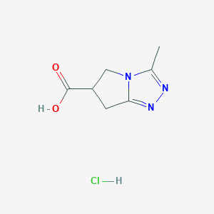 molecular formula C7H10ClN3O2 B2774901 3-甲基-6,7-二氢-5H-吡咯并[2,1-c][1,2,4]三唑-6-羧酸；盐酸盐 CAS No. 2253629-84-2