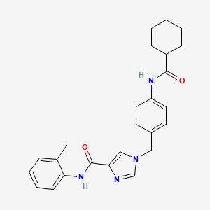 molecular formula C25H28N4O2 B2774902 1-[(4-cyclohexaneamidophenyl)methyl]-N-(2-methylphenyl)-1H-imidazole-4-carboxamide CAS No. 1251597-97-3