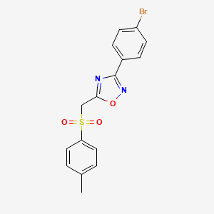 molecular formula C16H13BrN2O3S B2774905 3-(4-Bromophenyl)-5-(tosylmethyl)-1,2,4-oxadiazole CAS No. 1105199-59-4