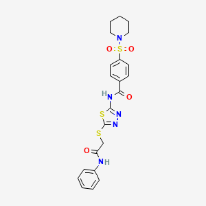 N-[5-(2-anilino-2-oxoethyl)sulfanyl-1,3,4-thiadiazol-2-yl]-4-piperidin-1-ylsulfonylbenzamide